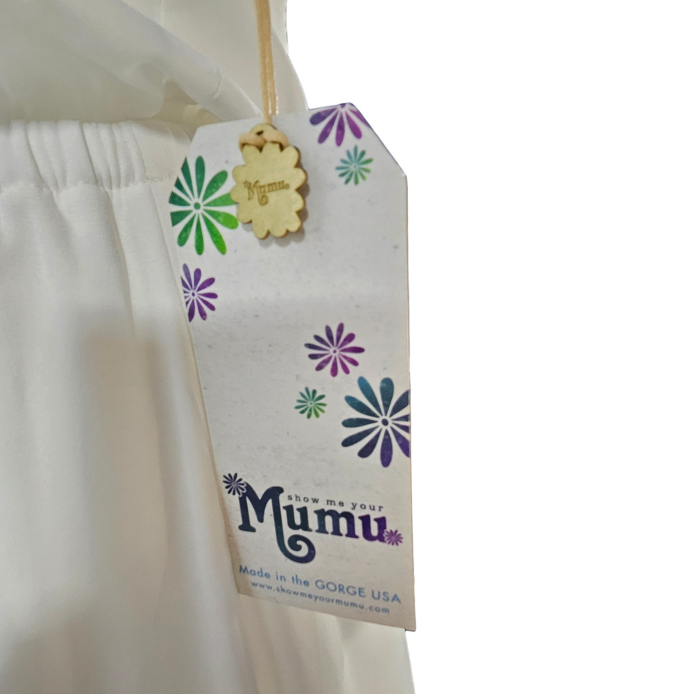 NWT Show‎ Me Your Mumu Kendall Maxi Blouson Dress Sz. XS Wedding Cake Chiffon - Picture 6 of 9